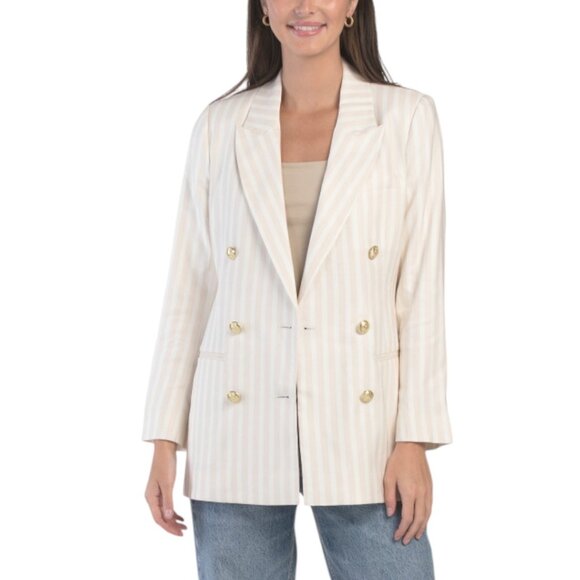 DEREK LAM Jackets & Blazers - DEREK LAM Linen Blend Walter Double Breasted Jacket